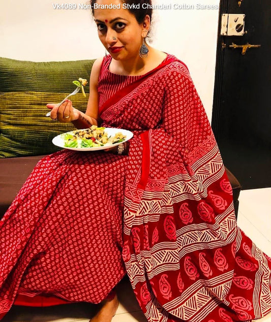 Vk4089 Non-Branded Stvkd Chanderi Cotton Sarees