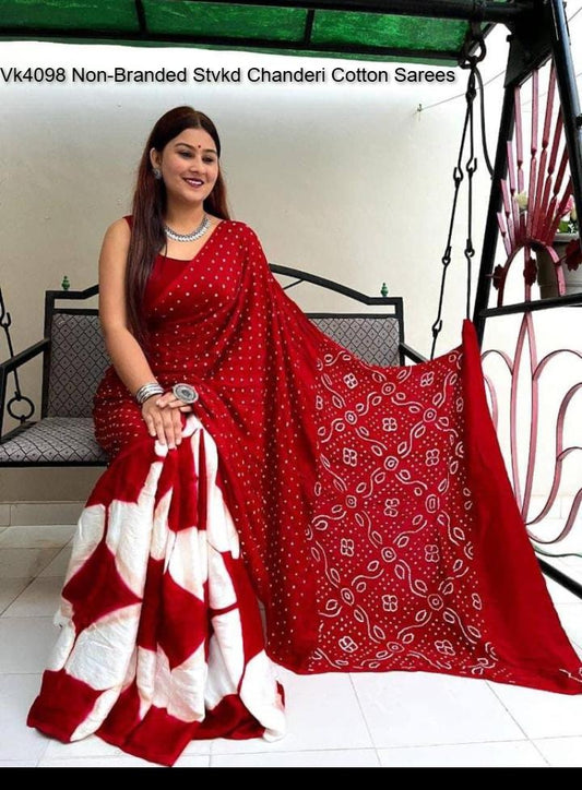 Vk4098 Non-Branded Stvkd Chanderi Cotton Sarees