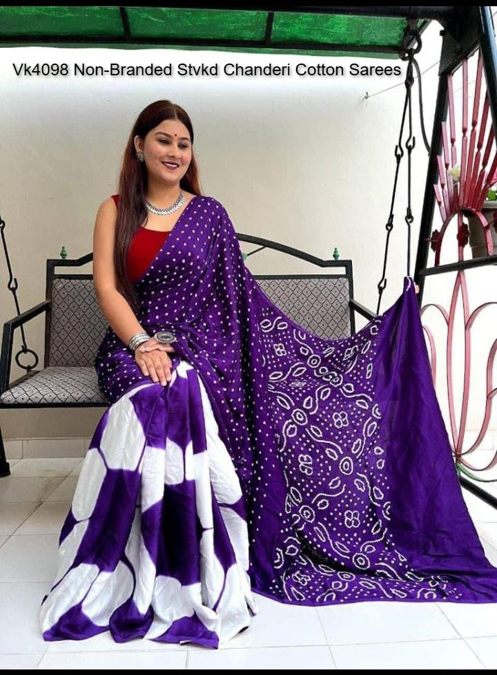 Vk4098 Non-Branded Stvkd Chanderi Cotton Sarees