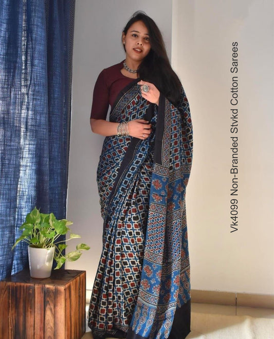 Vk4099 Non-Branded Stvkd Cotton Sarees