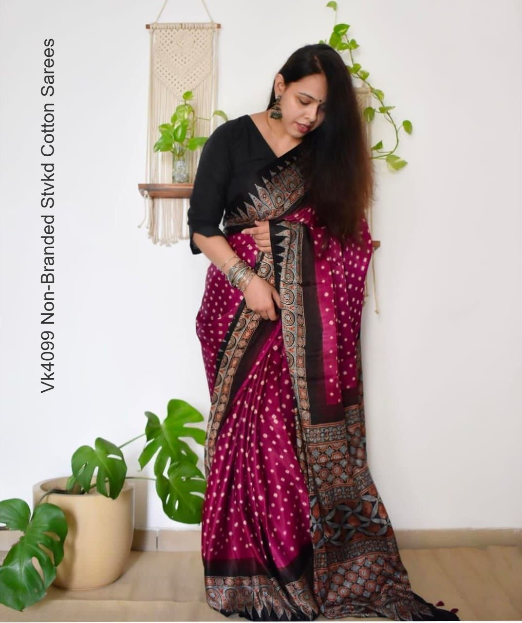 Vk4099 Non-Branded Stvkd Cotton Sarees