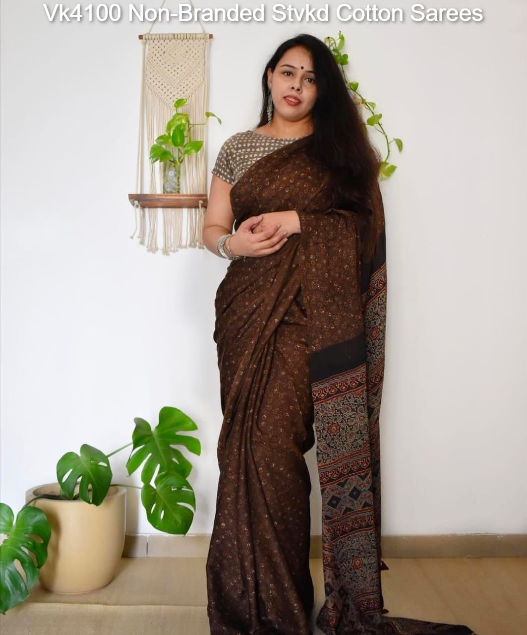Vk4100 Non-Branded Stvkd Cotton Sarees