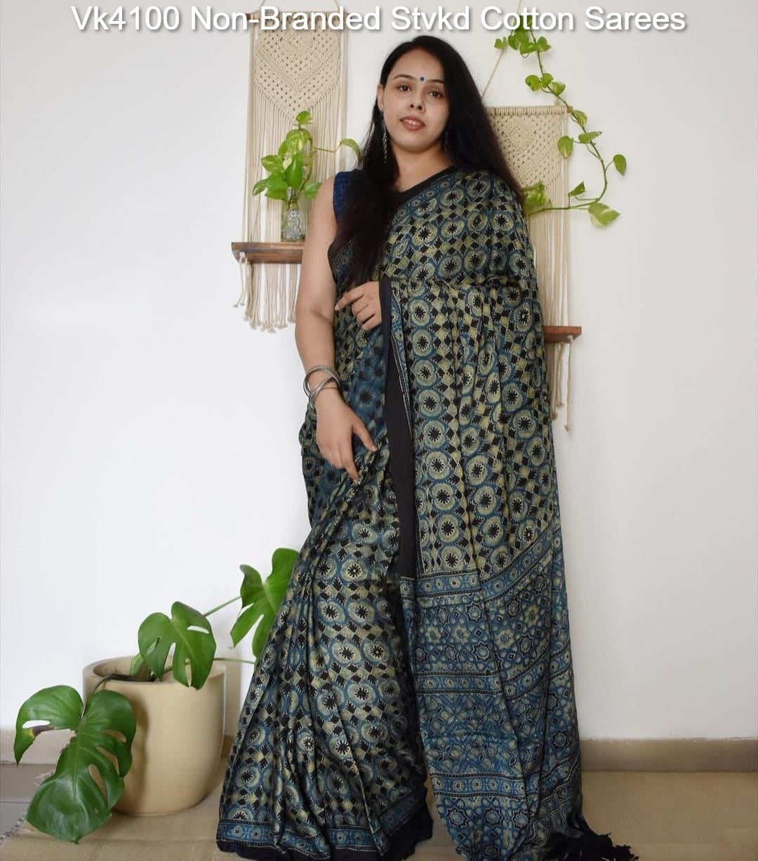 Vk4100 Non-Branded Stvkd Cotton Sarees