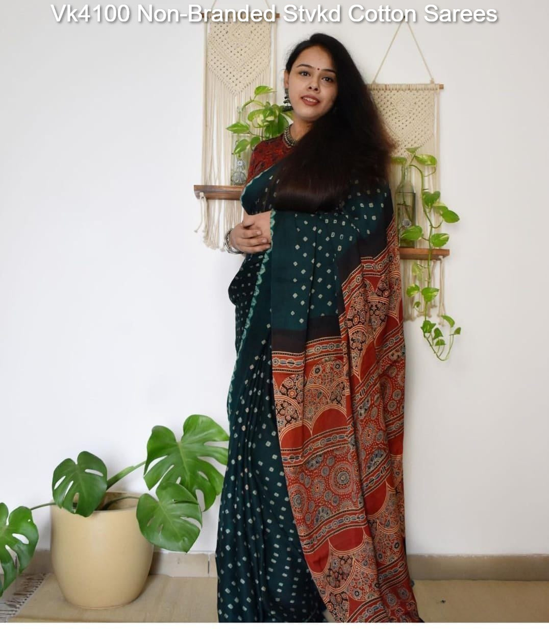 Vk4100 Non-Branded Stvkd Cotton Sarees