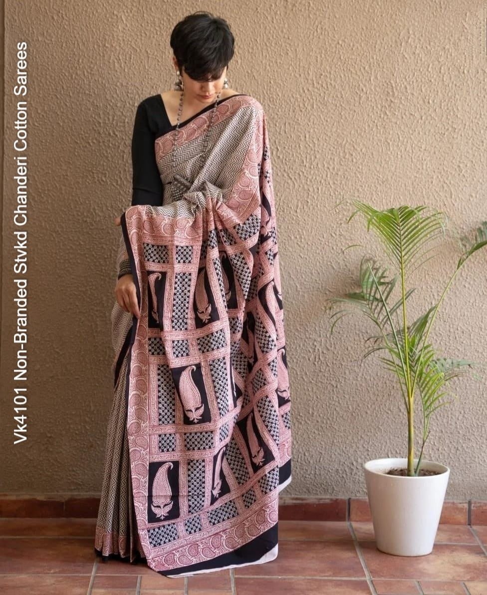 Vk4101 Non-Branded Stvkd Chanderi Cotton Sarees