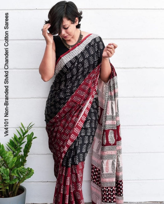 Vk4101 Non-Branded Stvkd Chanderi Cotton Sarees