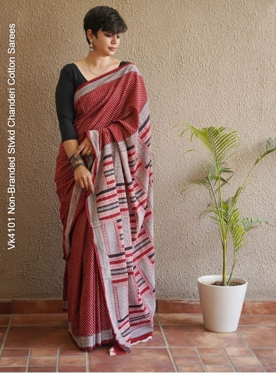 Vk4101 Non-Branded Stvkd Chanderi Cotton Sarees
