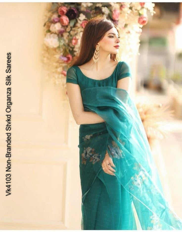 Vk4103 Non-Branded Stvkd Organza Silk Sarees