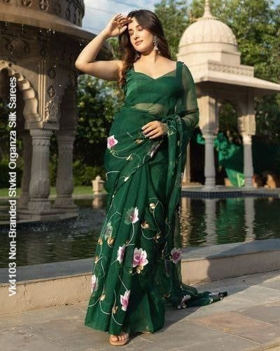 Vk4103 Non-Branded Stvkd Organza Silk Sarees