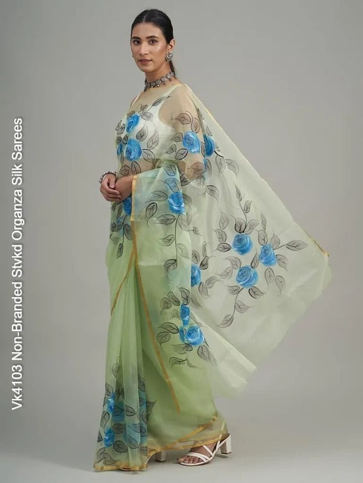 Vk4103 Non-Branded Stvkd Organza Silk Sarees