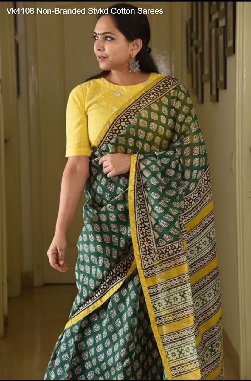 Vk4108 Non-Branded Stvkd Cotton Sarees