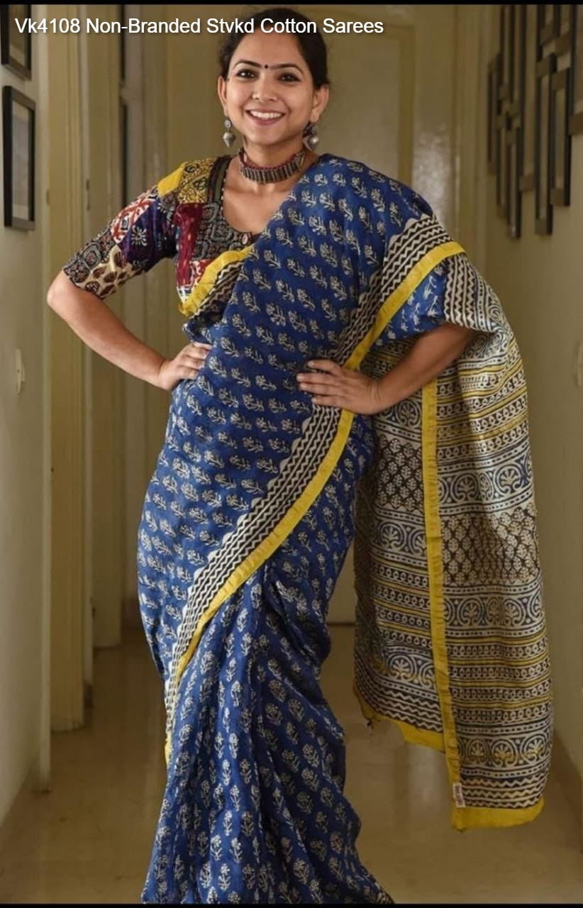 Vk4108 Non-Branded Stvkd Cotton Sarees