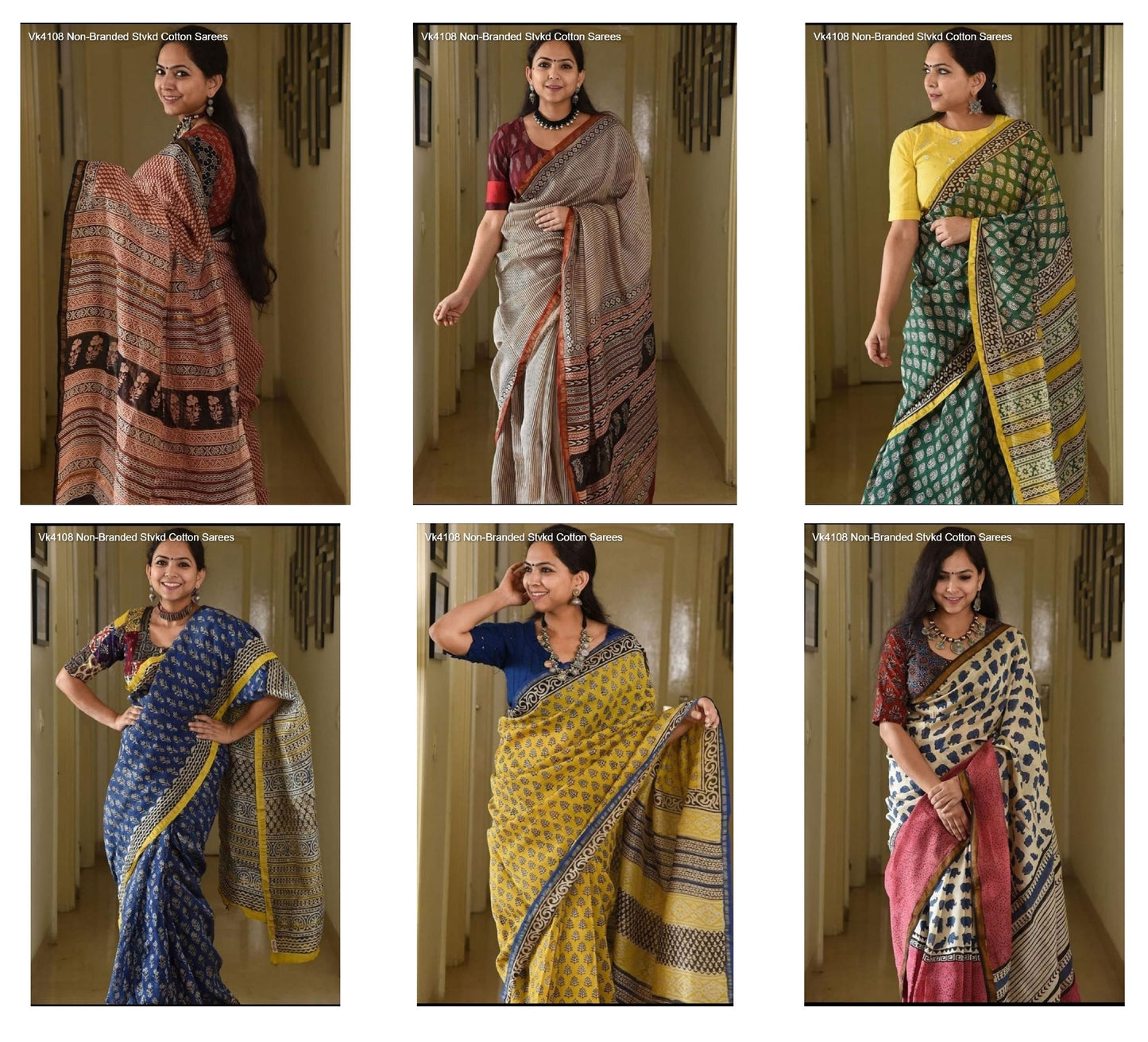Vk4108 Non-Branded Stvkd Cotton Sarees