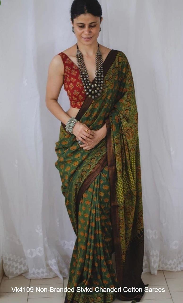 Vk4109 Non-Branded Stvkd Chanderi Cotton Sarees