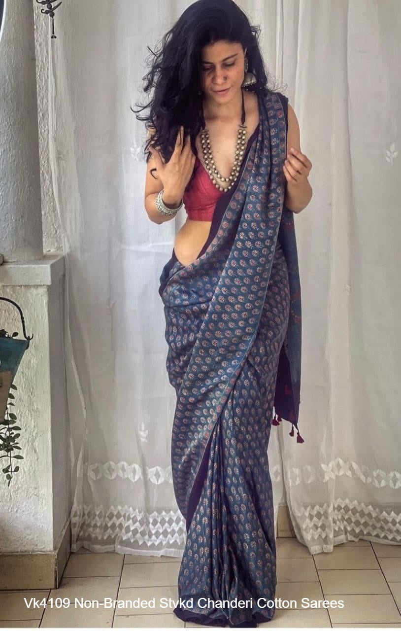 Vk4109 Non-Branded Stvkd Chanderi Cotton Sarees