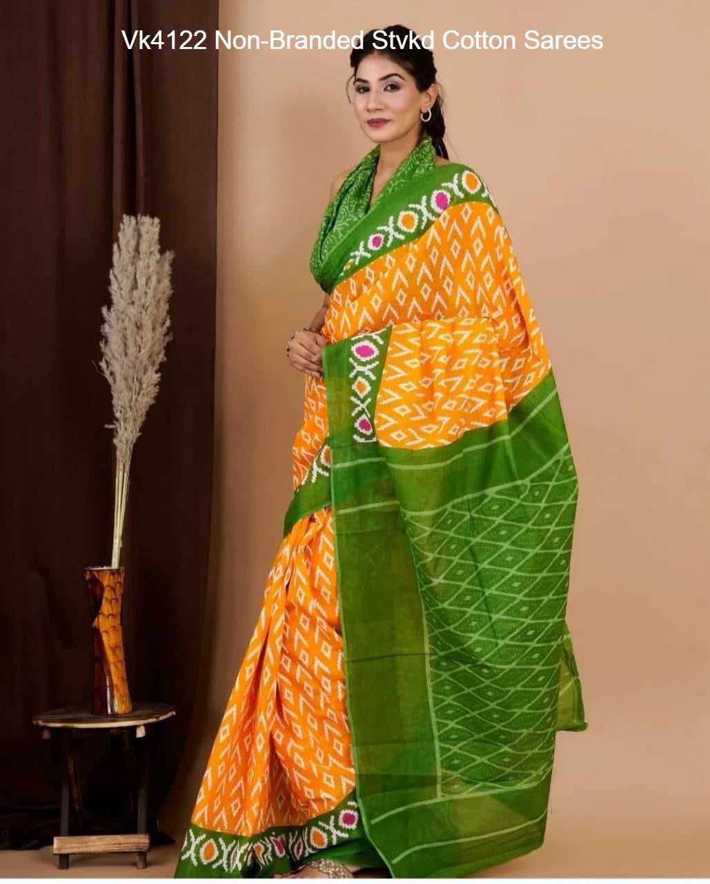 Vk4122 Non-Branded Stvkd Cotton Sarees
