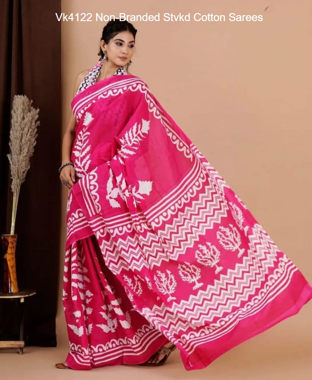 Vk4122 Non-Branded Stvkd Cotton Sarees