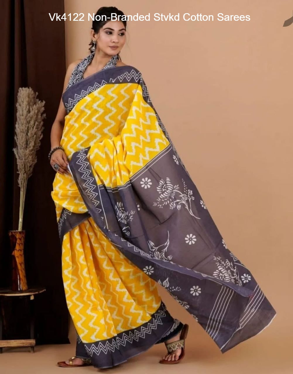 Vk4122 Non-Branded Stvkd Cotton Sarees