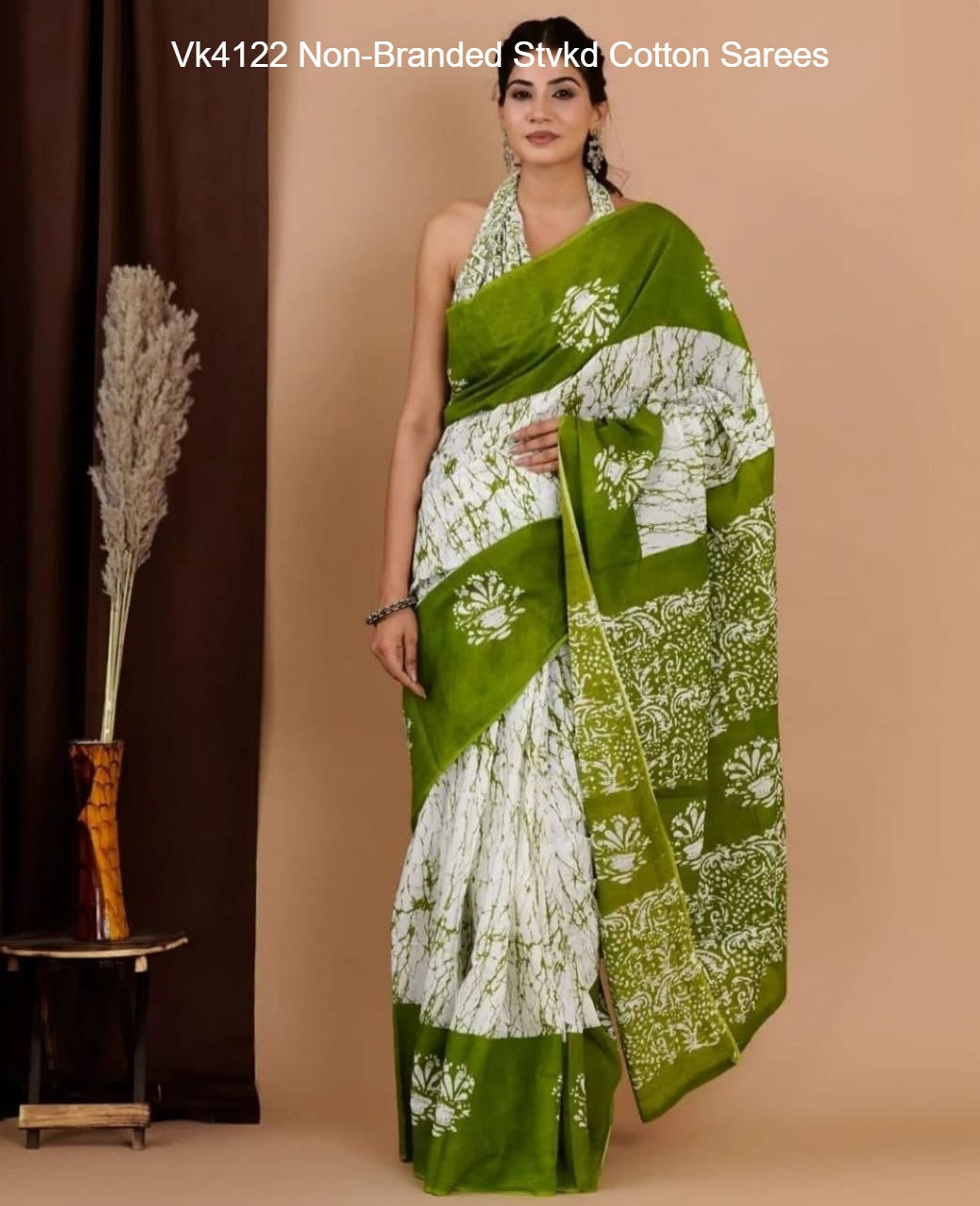 Vk4122 Non-Branded Stvkd Cotton Sarees