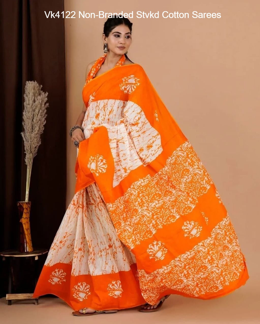 Vk4122 Non-Branded Stvkd Cotton Sarees
