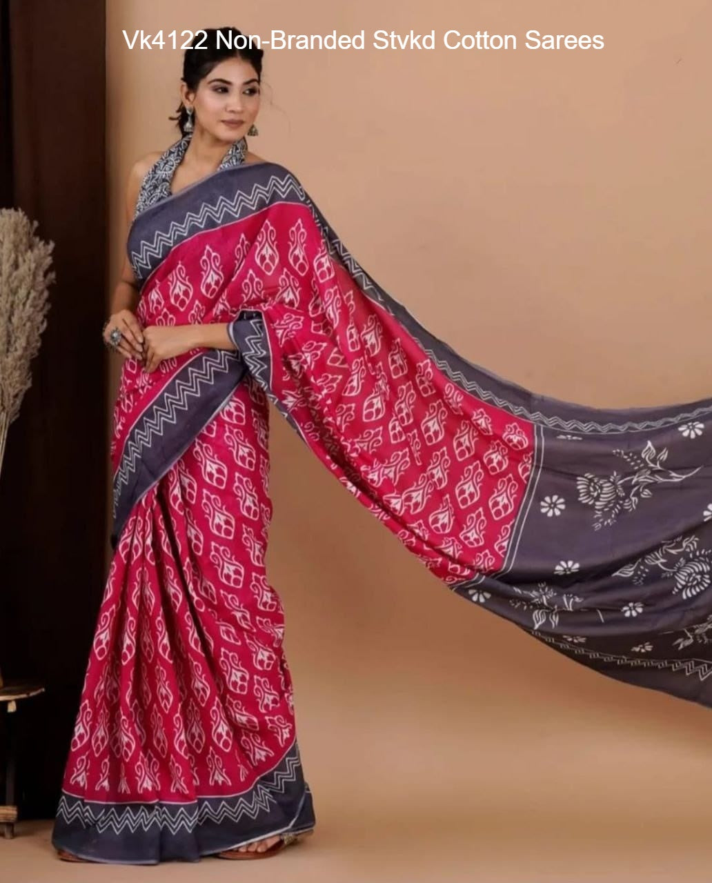 Vk4122 Non-Branded Stvkd Cotton Sarees