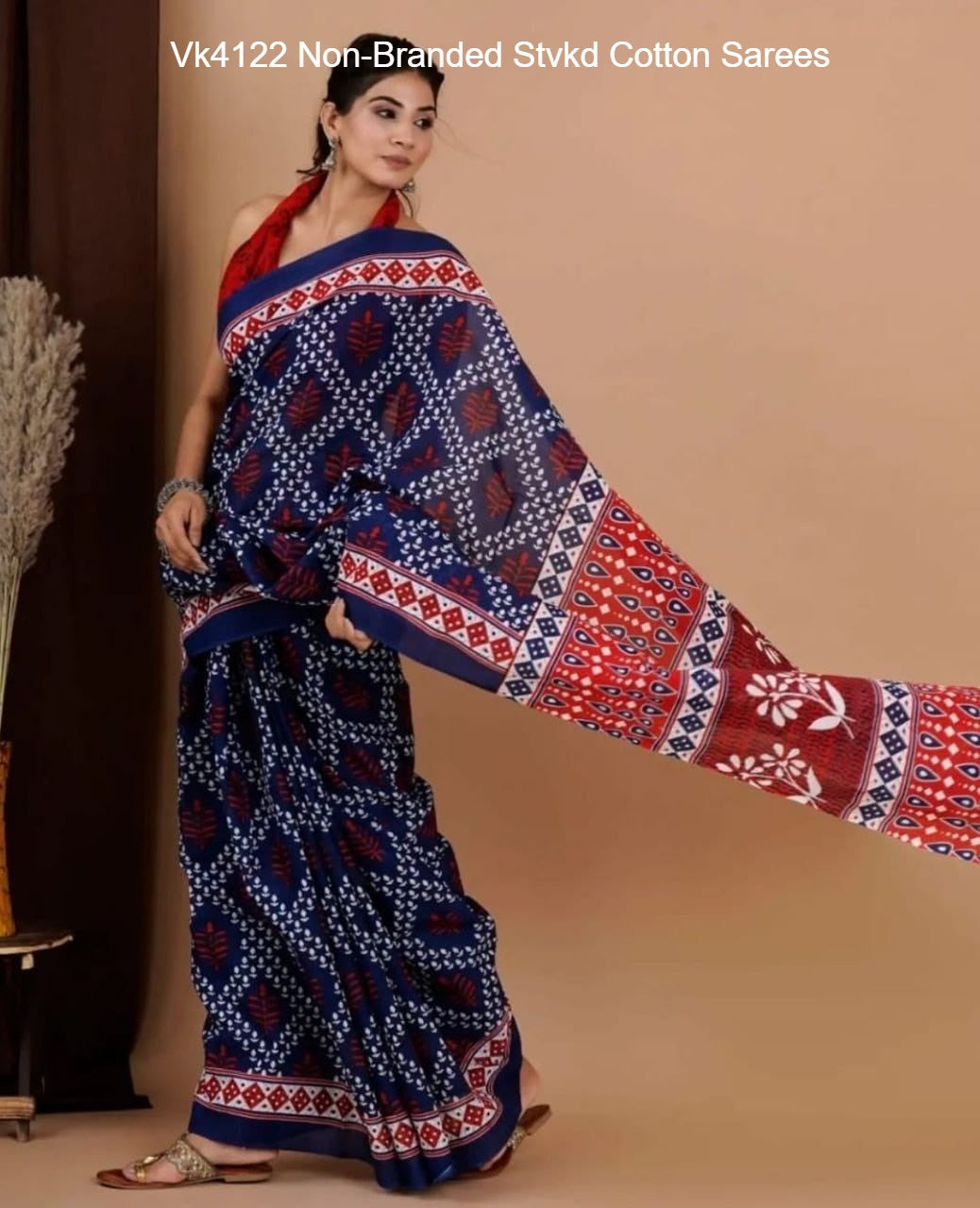 Vk4122 Non-Branded Stvkd Cotton Sarees