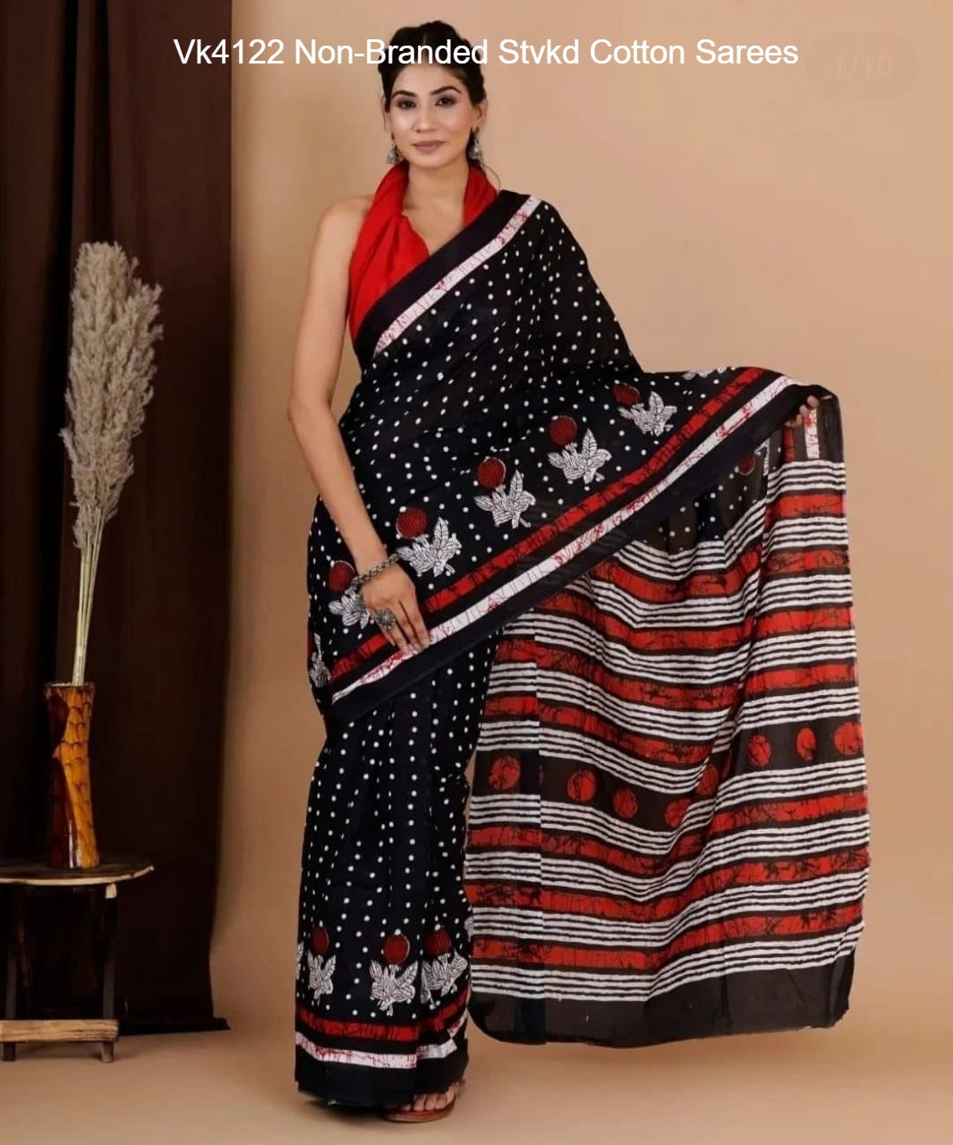 Vk4122 Non-Branded Stvkd Cotton Sarees
