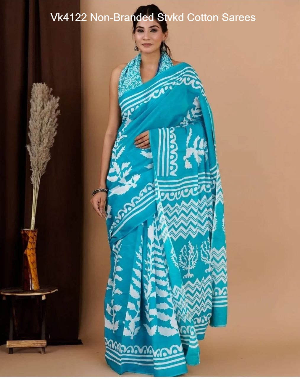 Vk4122 Non-Branded Stvkd Cotton Sarees
