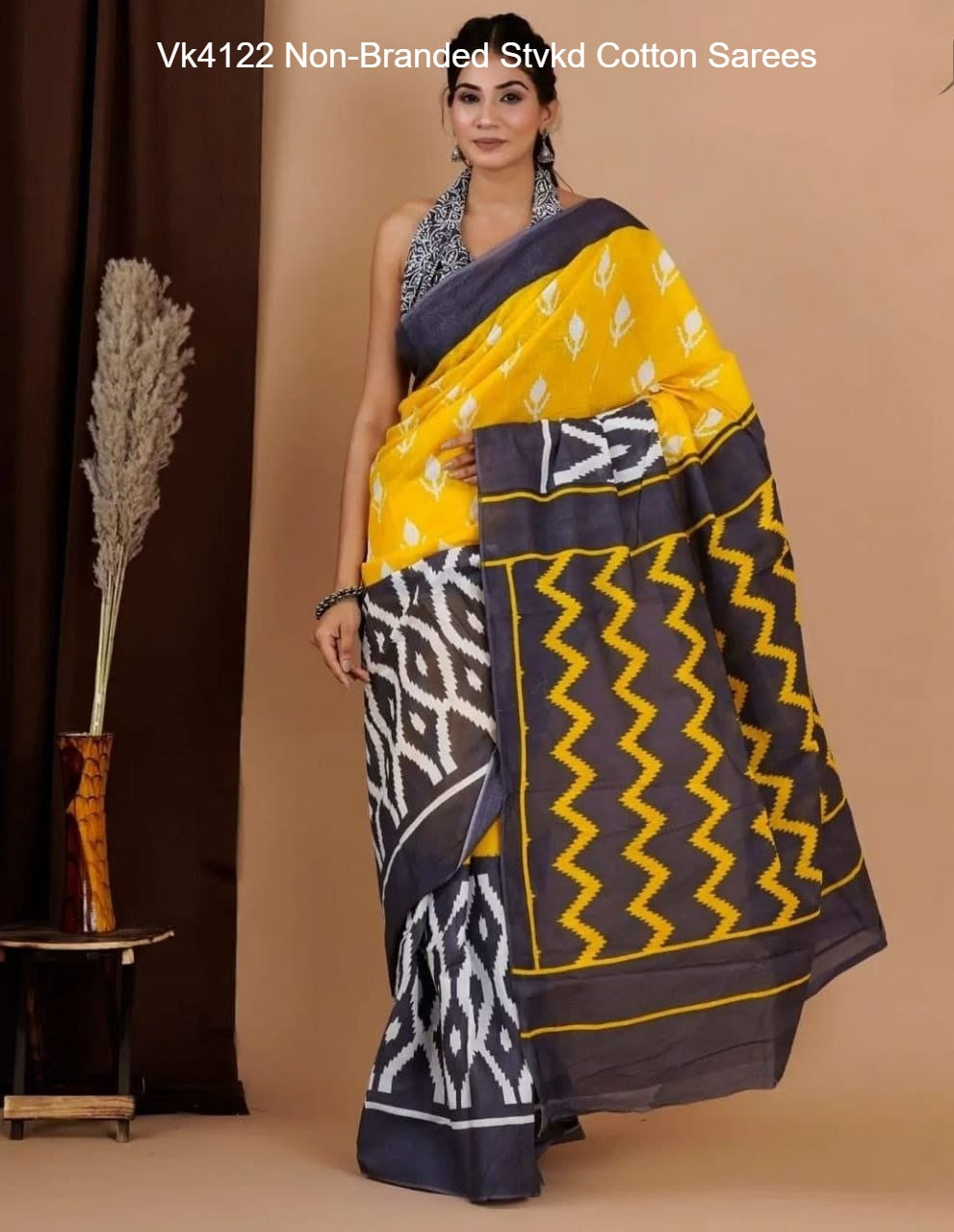 Vk4122 Non-Branded Stvkd Cotton Sarees