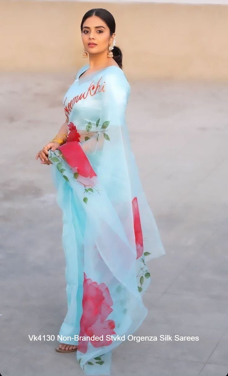 Vk4130 Non-Branded Stvkd Orgenza Silk Sarees