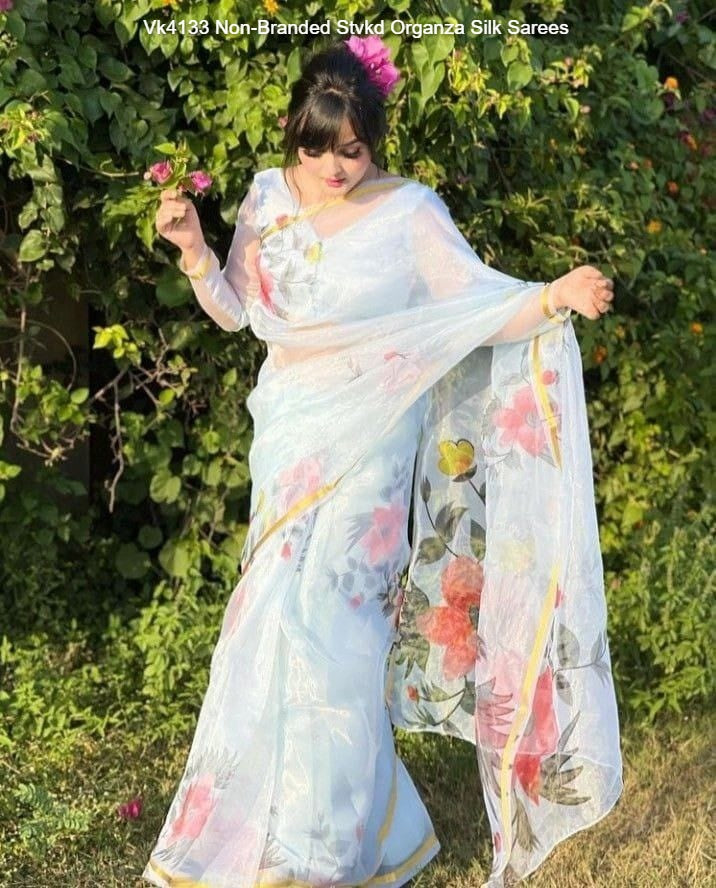 Vk4133 Non-Branded Stvkd Organza Silk Sarees