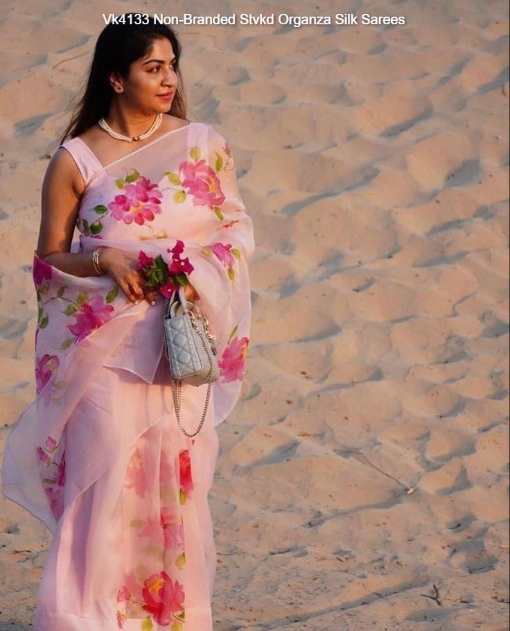 Vk4133 Non-Branded Stvkd Organza Silk Sarees