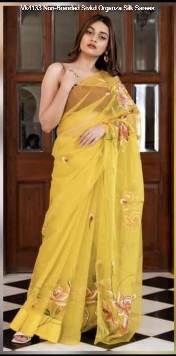 Vk4133 Non-Branded Stvkd Organza Silk Sarees