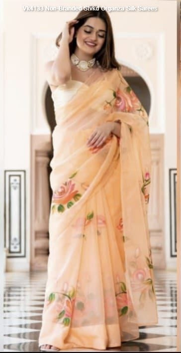 Vk4133 Non-Branded Stvkd Organza Silk Sarees