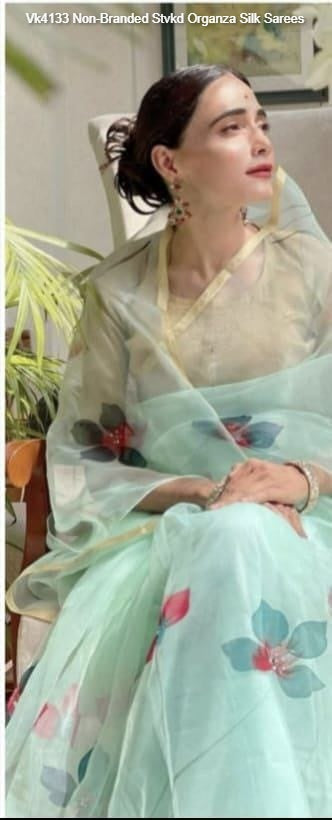 Vk4133 Non-Branded Stvkd Organza Silk Sarees