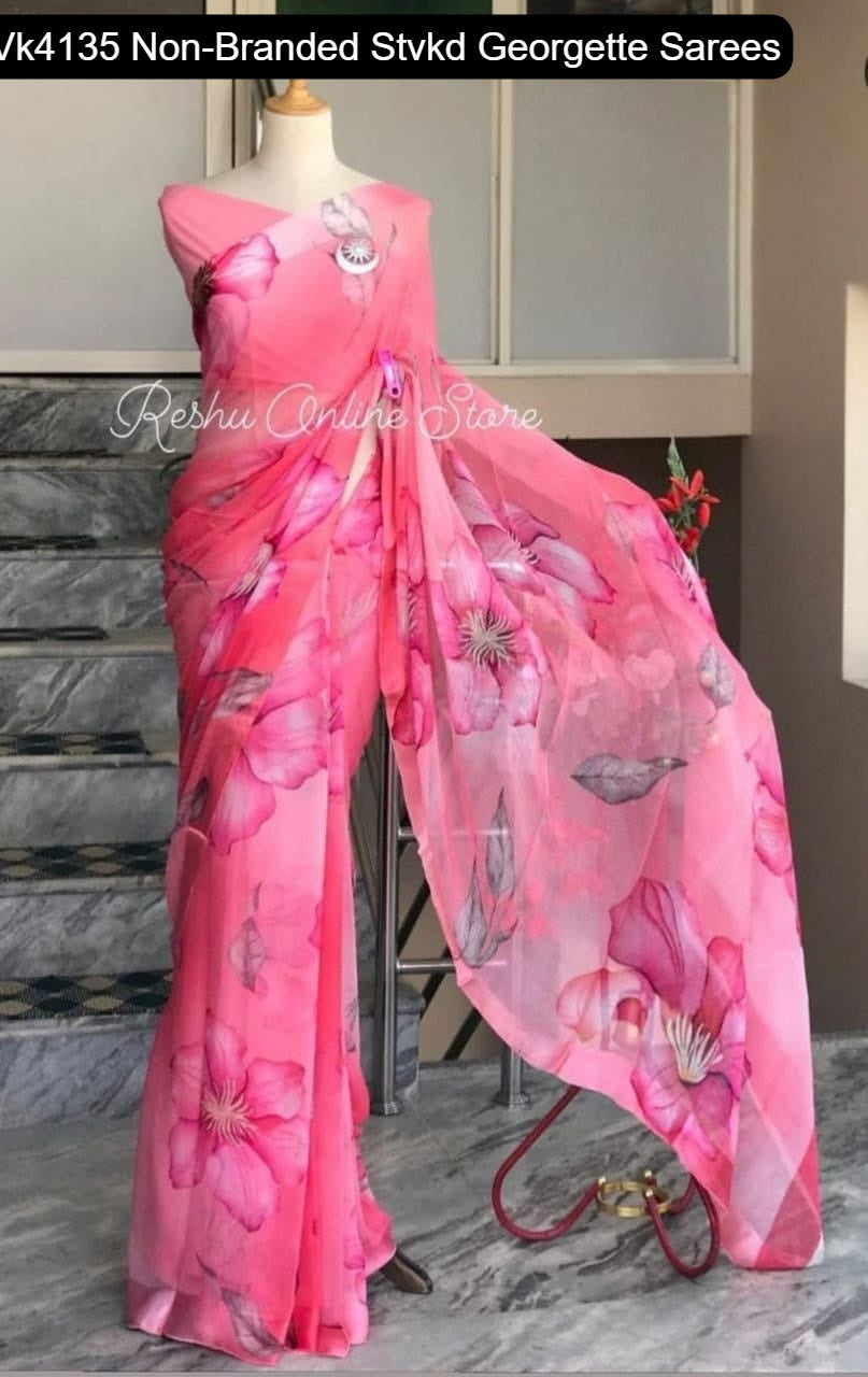 Vk4135 Non-Branded Stvkd Georgette Sarees