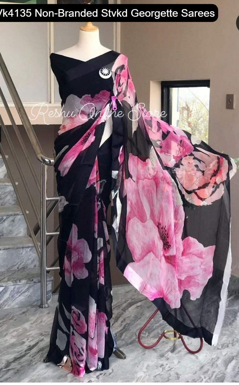 Vk4135 Non-Branded Stvkd Georgette Sarees