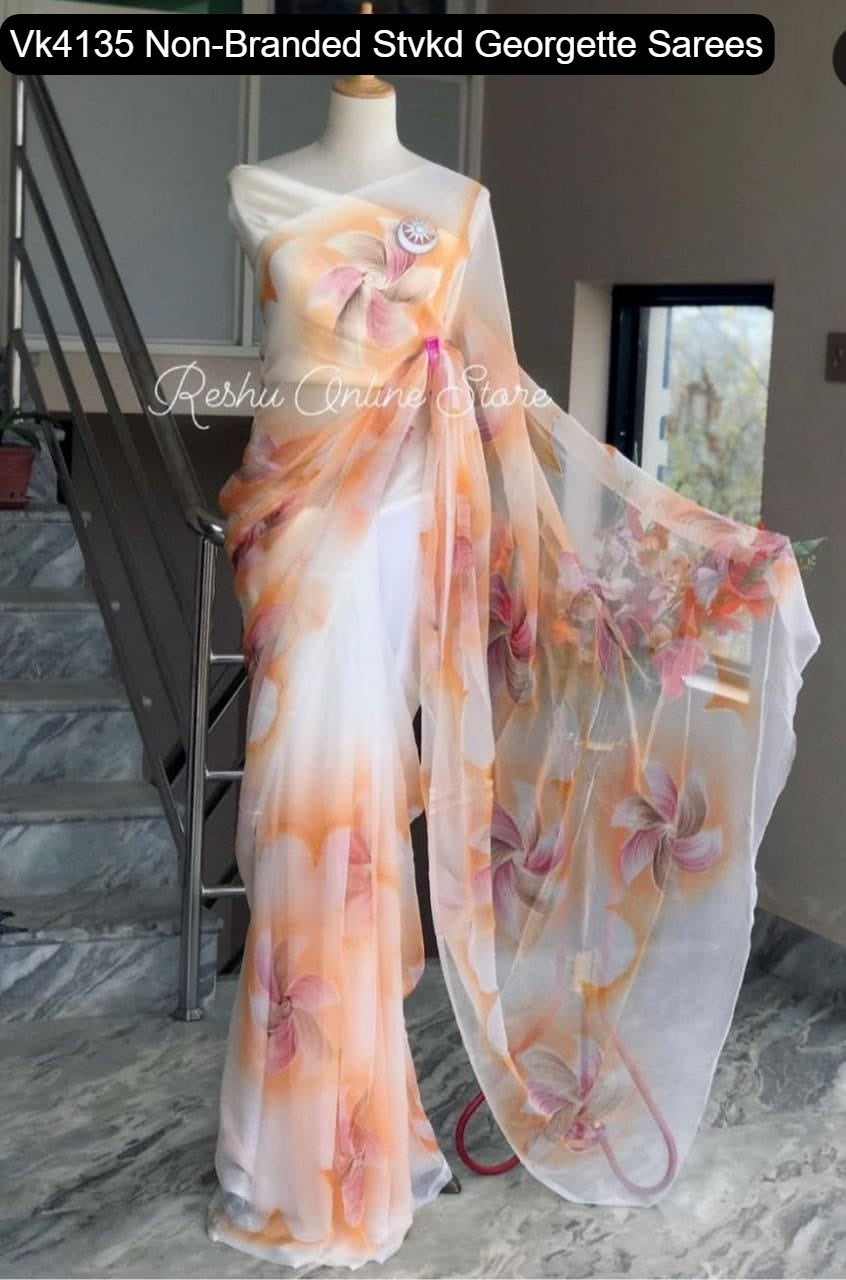 Vk4135 Non-Branded Stvkd Georgette Sarees