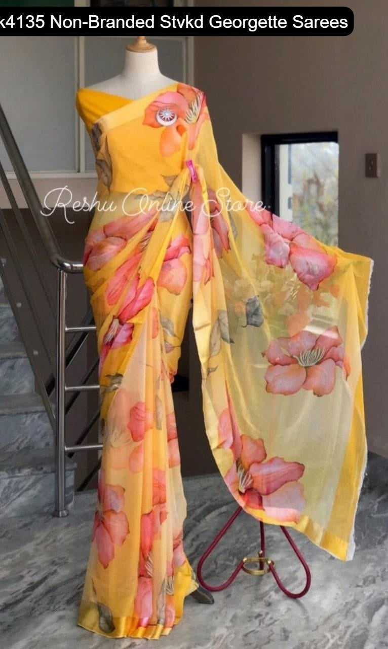 Vk4135 Non-Branded Stvkd Georgette Sarees