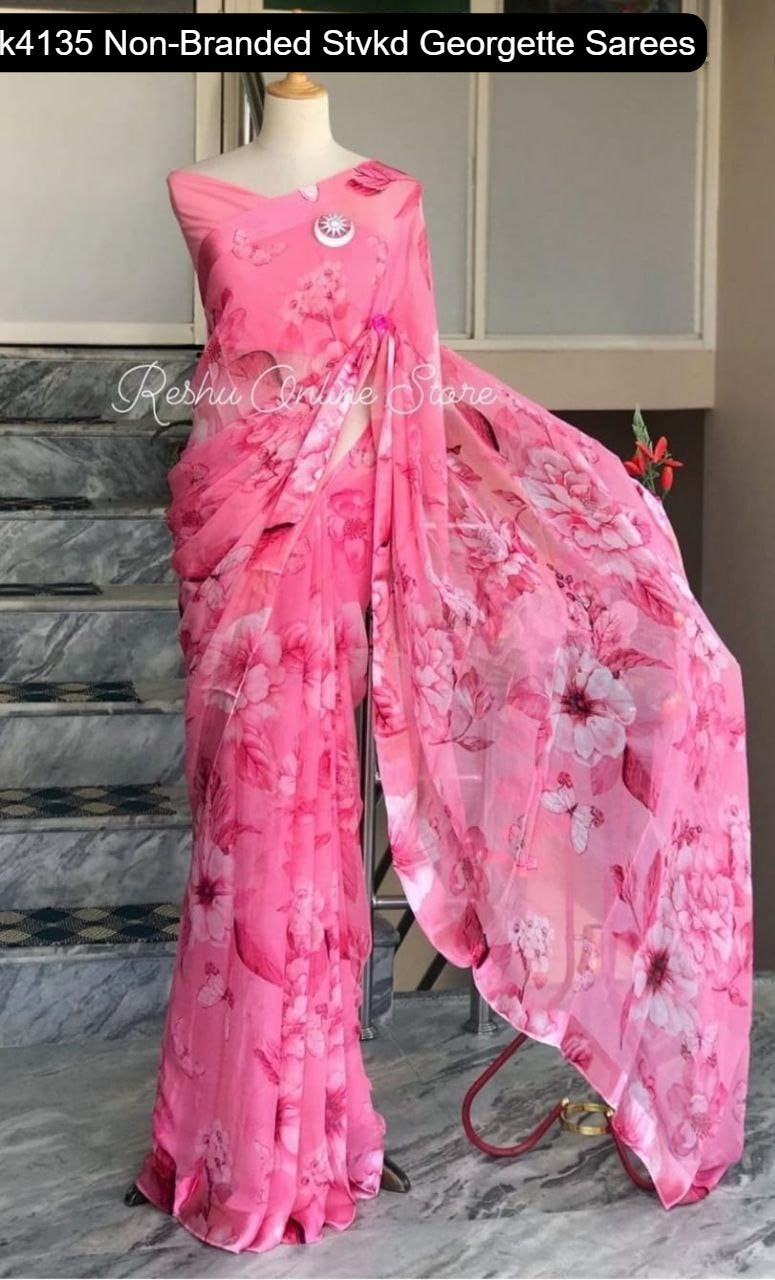 Vk4135 Non-Branded Stvkd Georgette Sarees