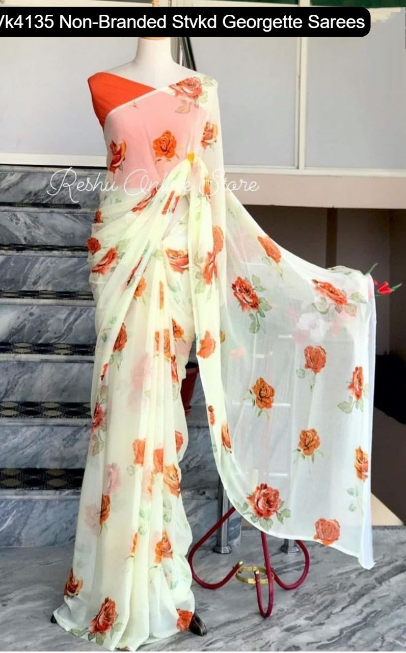 Vk4135 Non-Branded Stvkd Georgette Sarees