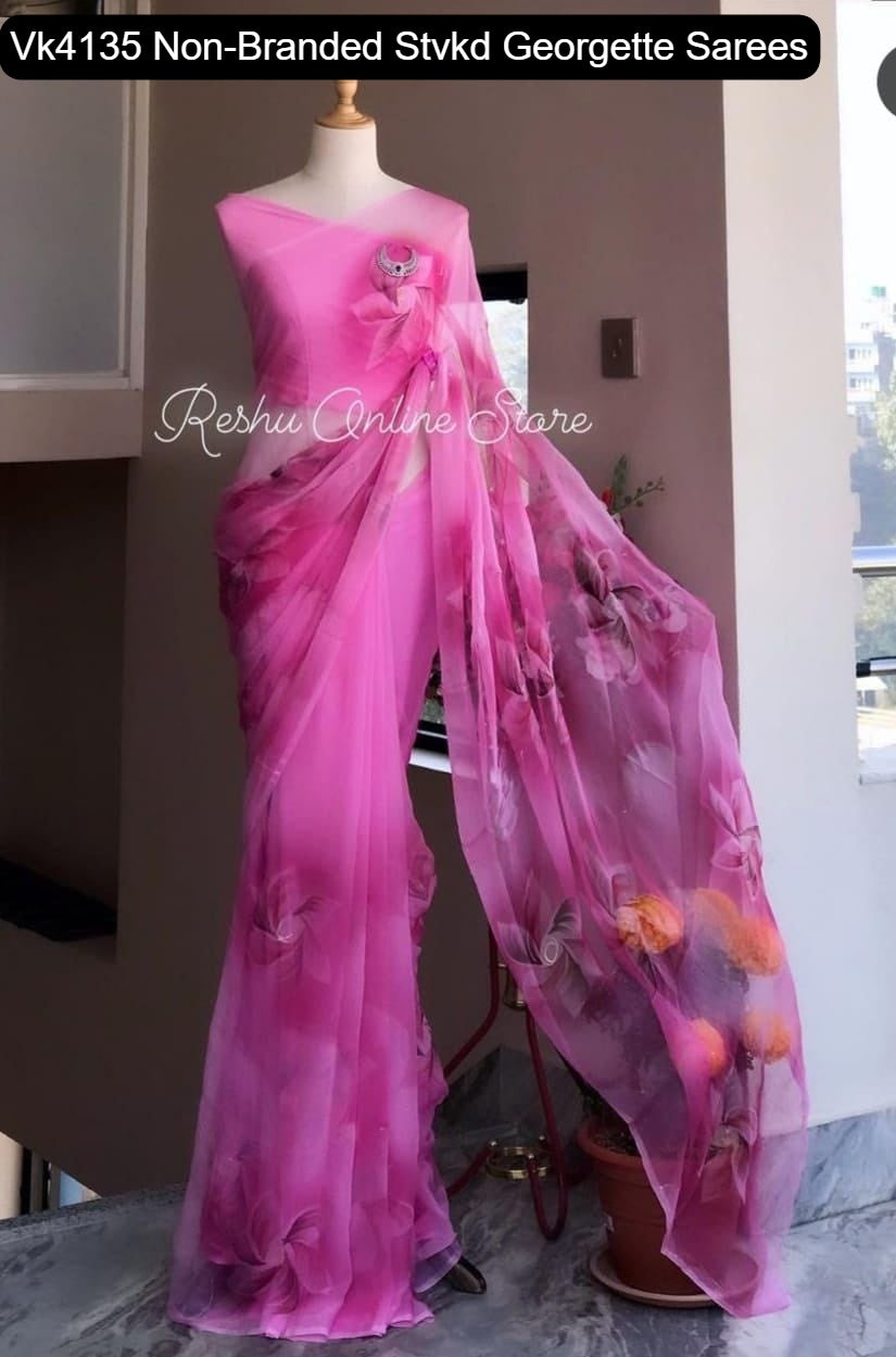 Vk4135 Non-Branded Stvkd Georgette Sarees