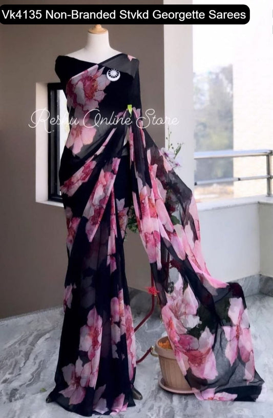 Vk4135 Non-Branded Stvkd Georgette Sarees
