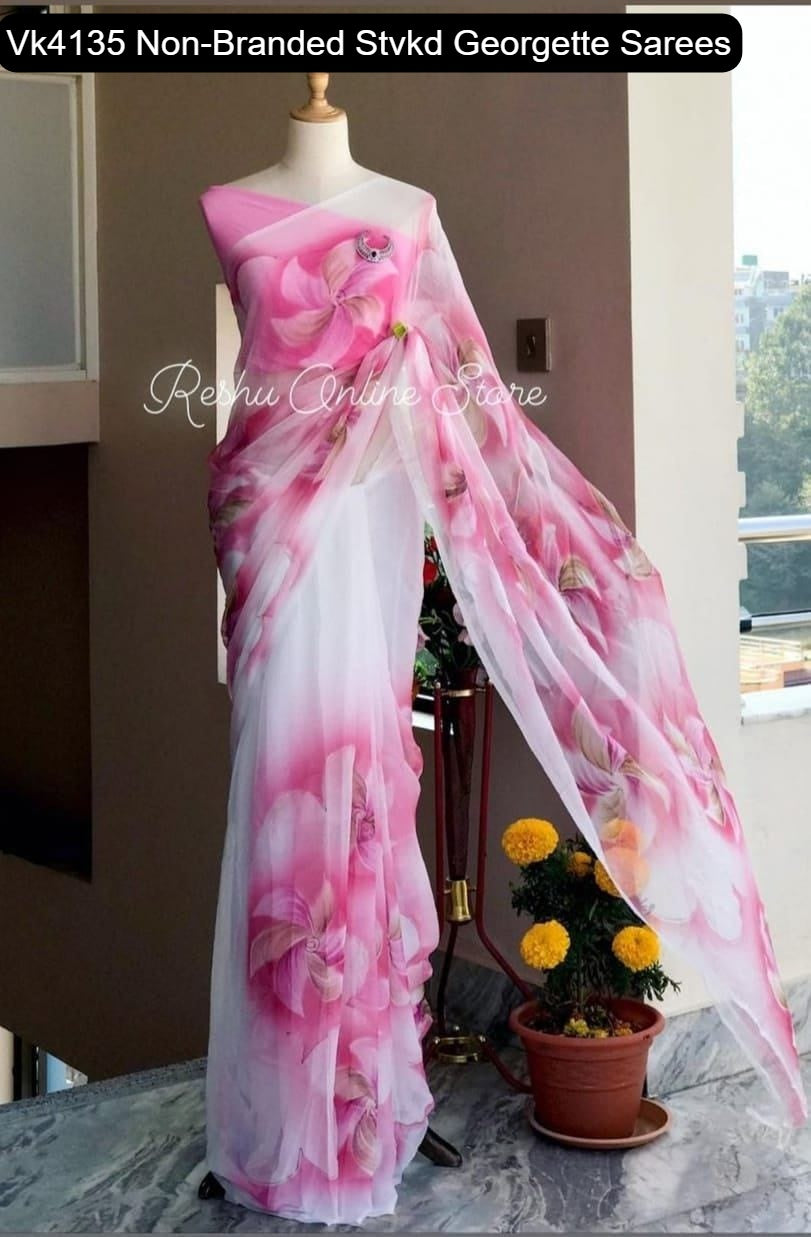 Vk4135 Non-Branded Stvkd Georgette Sarees