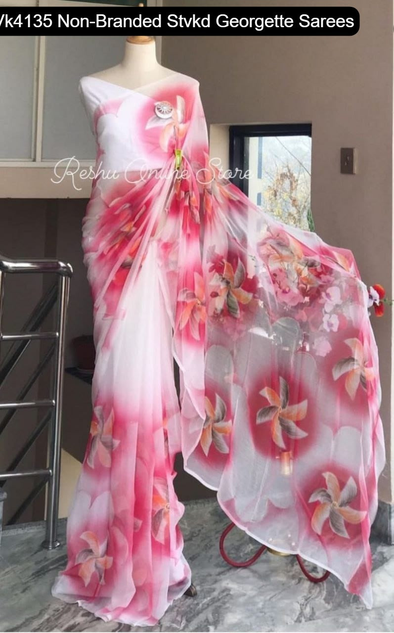Vk4135 Non-Branded Stvkd Georgette Sarees