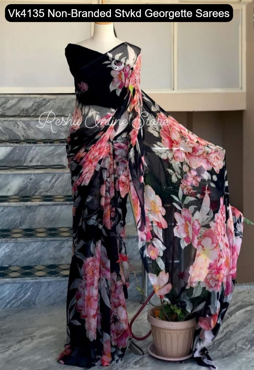 Vk4135 Non-Branded Stvkd Georgette Sarees