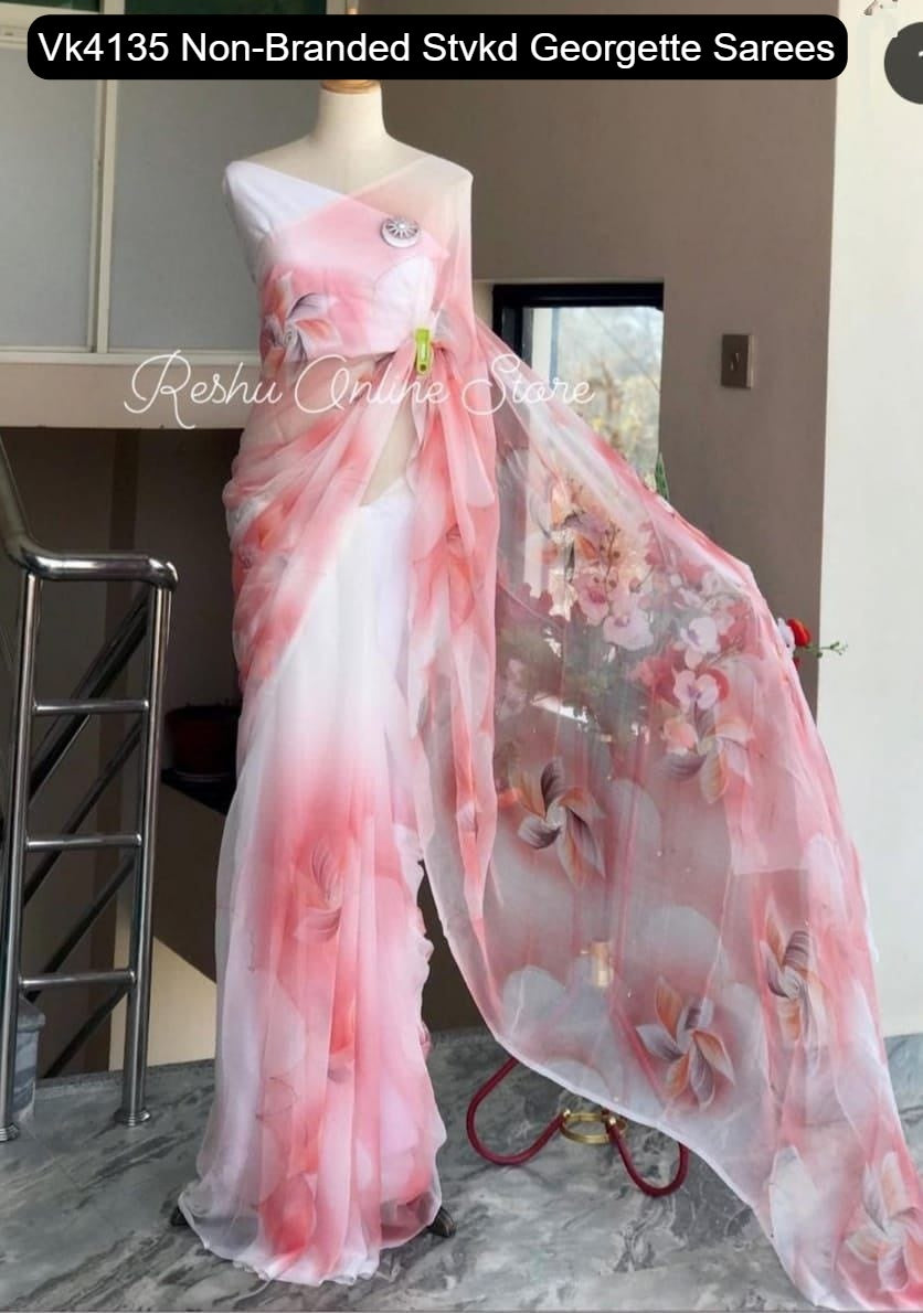 Vk4135 Non-Branded Stvkd Georgette Sarees
