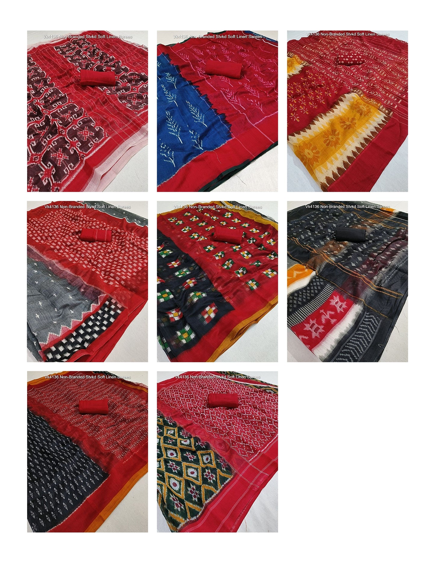 Vk4136 Non-Branded Stvkd Soft Linen Sarees