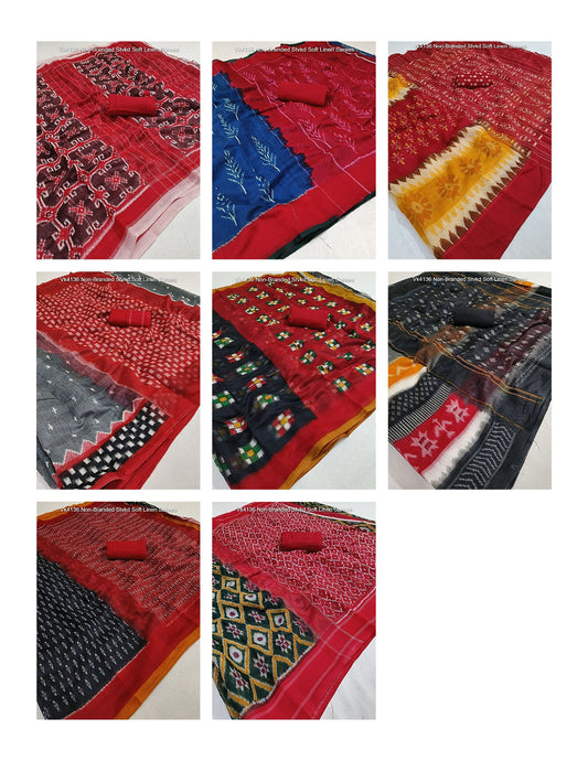 Vk4136 Non-Branded Stvkd Soft Linen Sarees