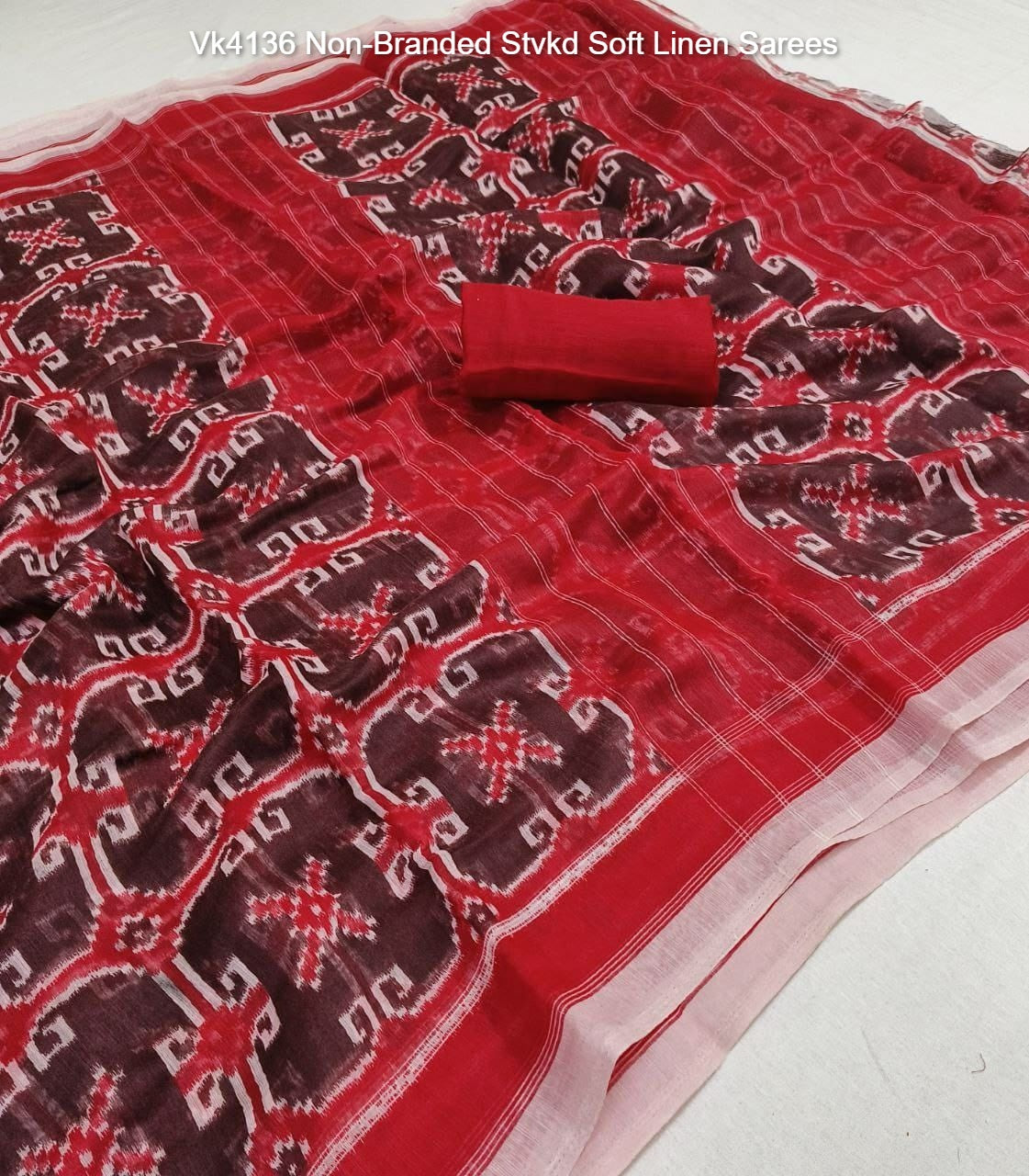 Vk4136 Non-Branded Stvkd Soft Linen Sarees